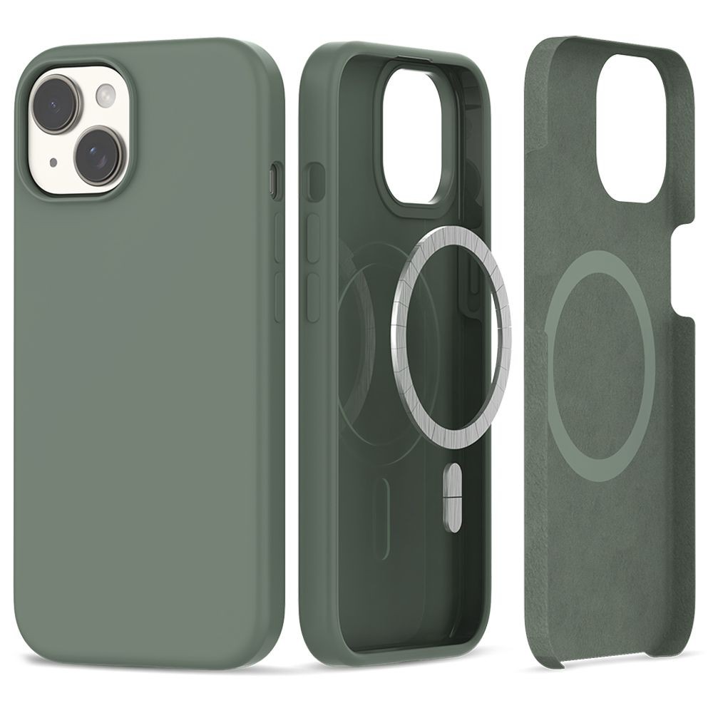 Žalias dėklas "Tech-Protect Silicone Magsafe" telefonui iPhone 15 