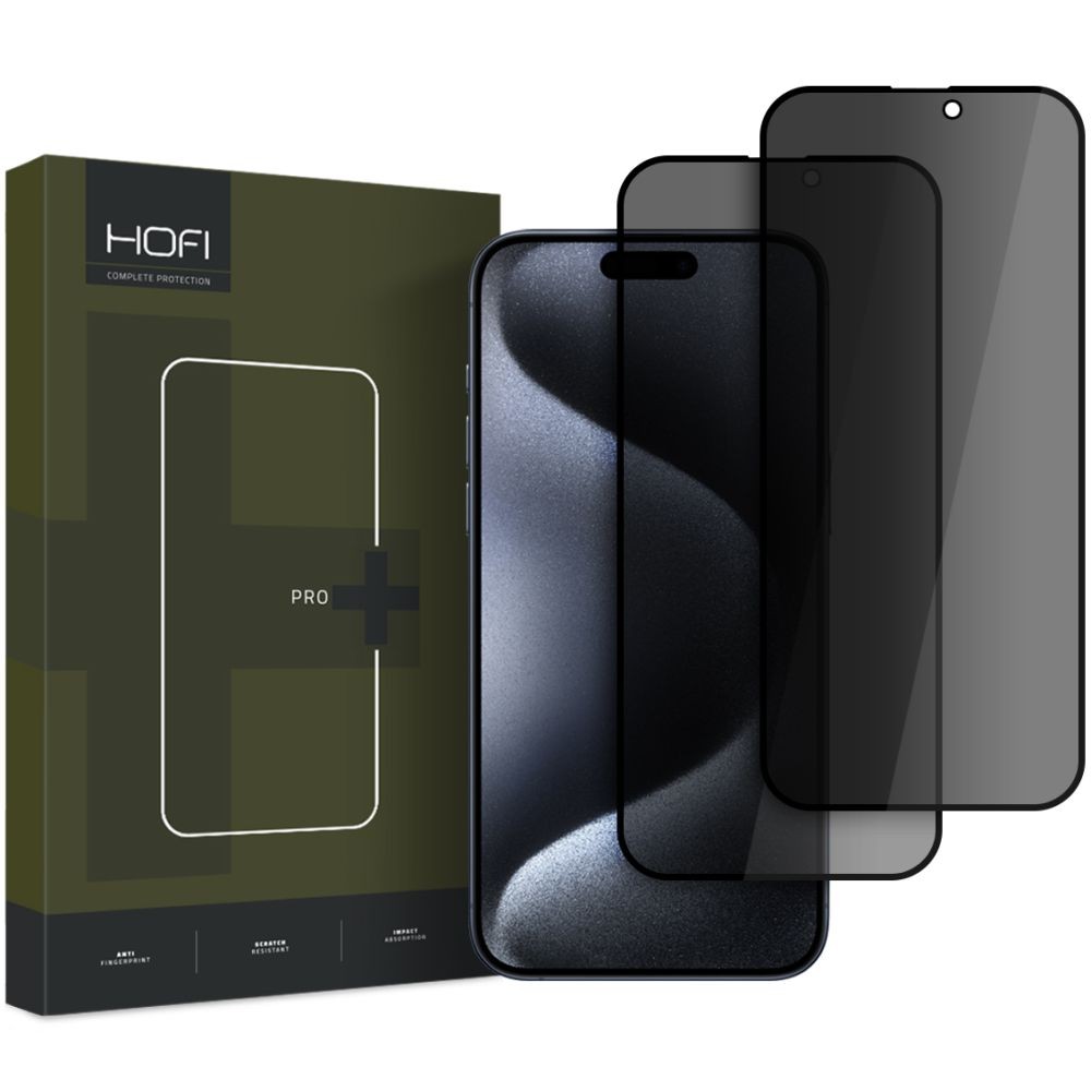 Privatumą suteikiantis apsauginis stikliukas "Hofi Anti Spy Glass Pro+ Privacy" (2 vnt.) telefonui Apple iPhone 16 Plus