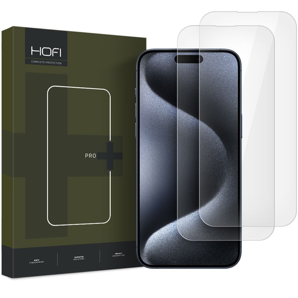 Skaidrus apsauginis grūdintas stiklas "Hofi Glass Pro+" (2vnt.) telefonui Apple iPhone 16