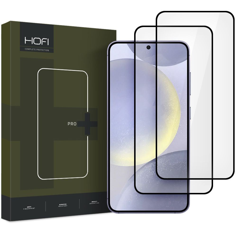 Apsauginis grūdintas stiklas juodais krašteliais Hofi Glass Pro+ (2vnt.) telefonui Samsung Galaxy S25 Plus