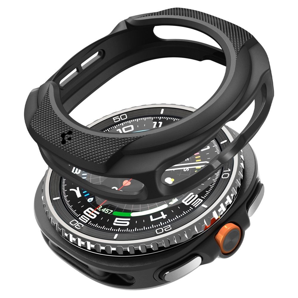 Juodas dėklas "Spigen Liquid Air" laikrodžiui Samsung Galaxy Watch 8 Classic (46 MM)