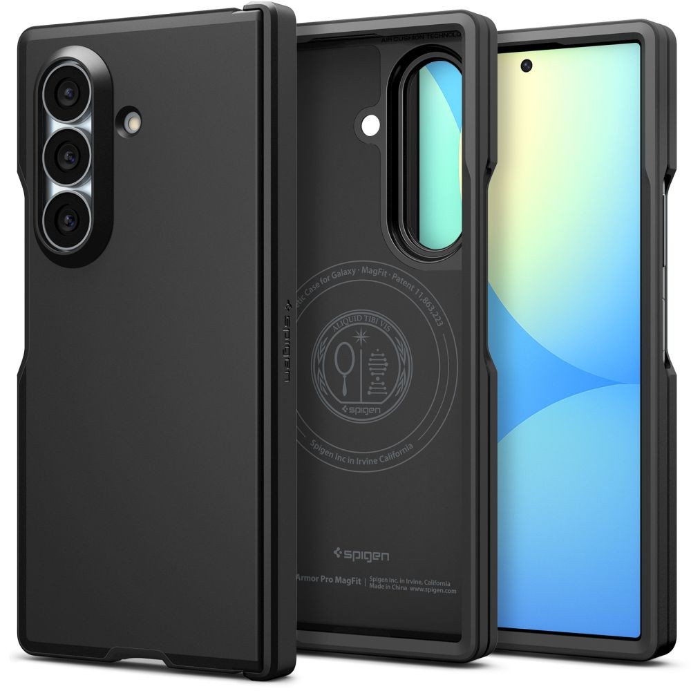 Tvirtas dviejų sluoksnių dėklas su stovu Spigen Tough Armor Pro Magsafe telefonui Samsung Galaxy Z FOLD 8 ULTRA BLACK