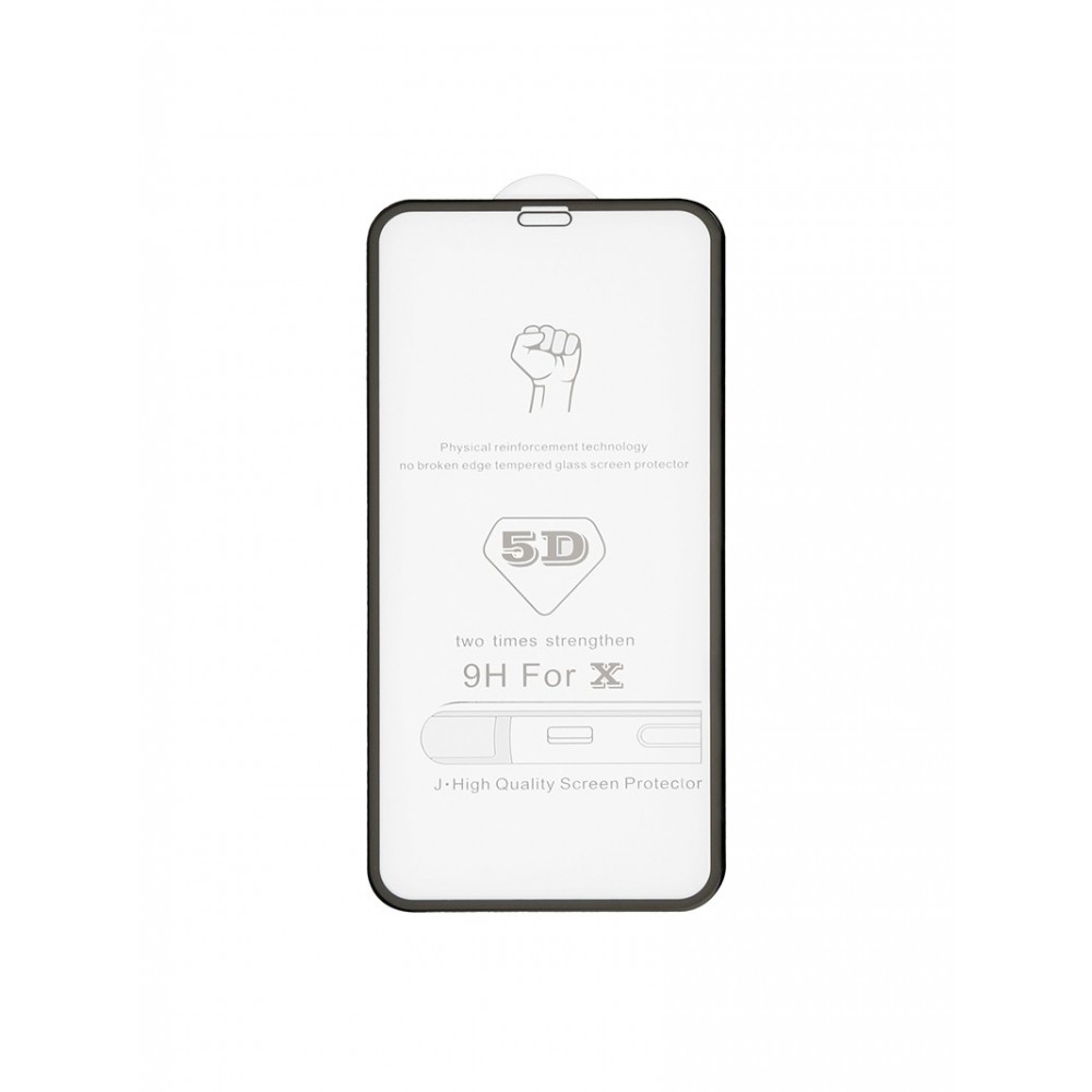 Juodas apsauginis grūdintas stiklas 5D ''Perfectionist'' telefonui Apple iPhone X / XS / 11 Pro