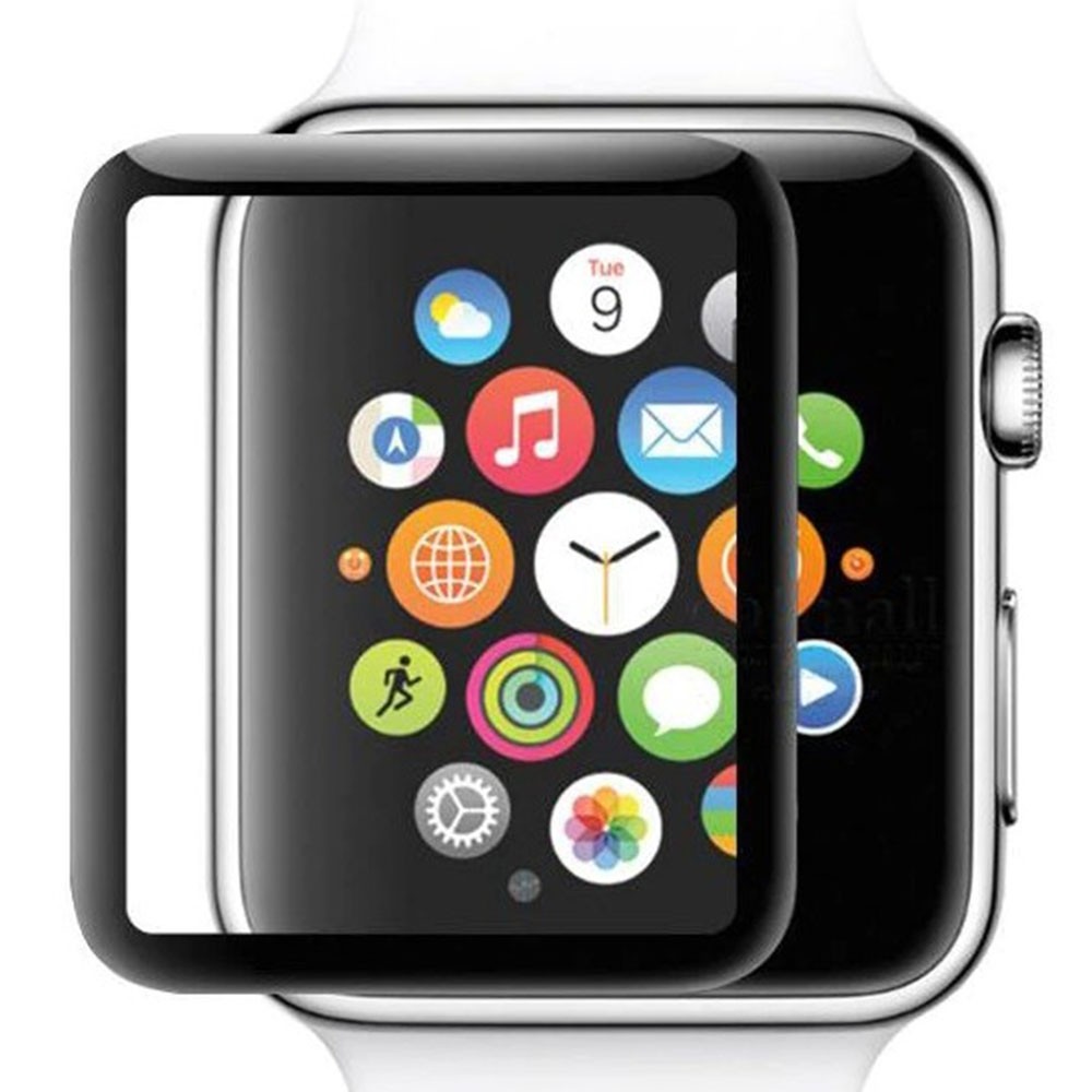 Apsauginis grūdintas stikliukas juodais kraštais "Full Glue" laikrodžiui Apple Watch 38 MM