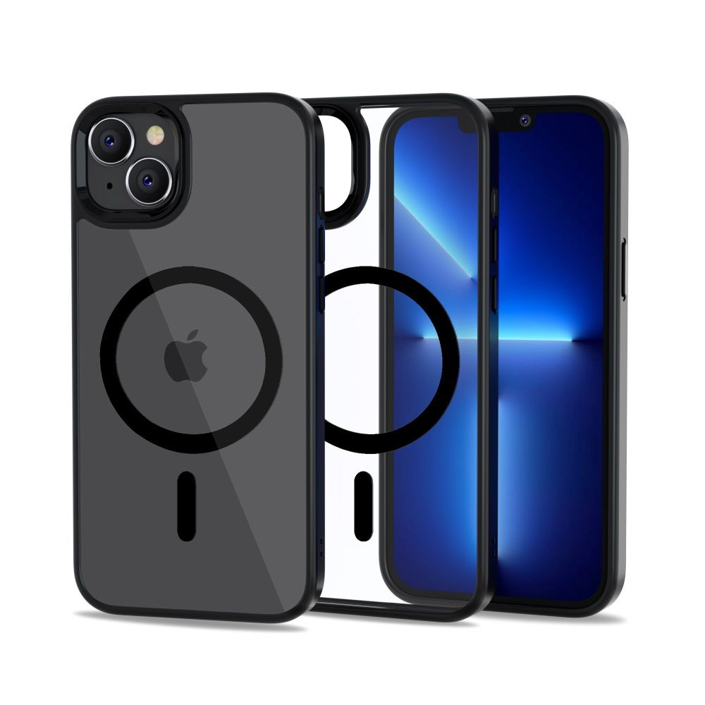 Skaidrus dėklas juodais krašteliais TECH-PROTECT MAGMAT MAGSAFE telefonui iPhone 14 Plus