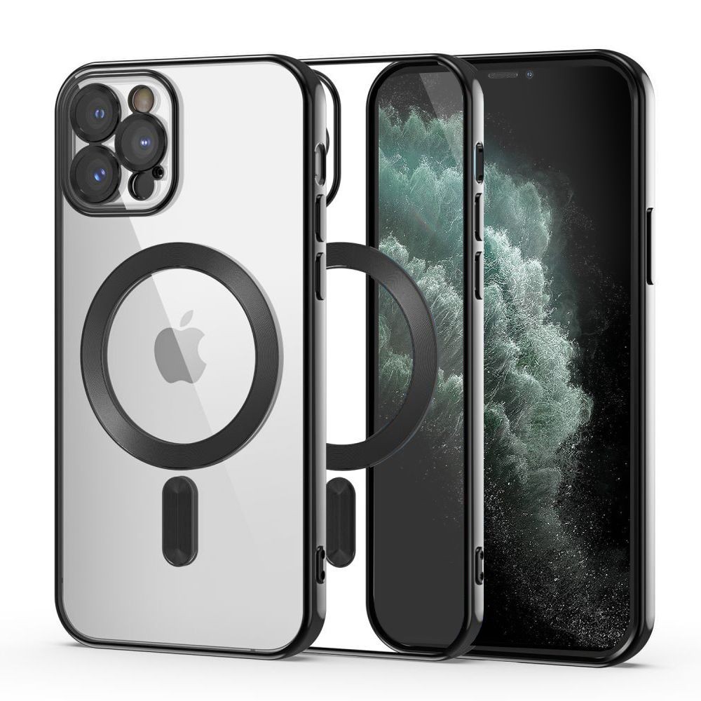 Skaidrus dėklas su juodomis detalėmis "Tech-Protect Magshine Magsafe" telefonui iPhone 11 Pro
