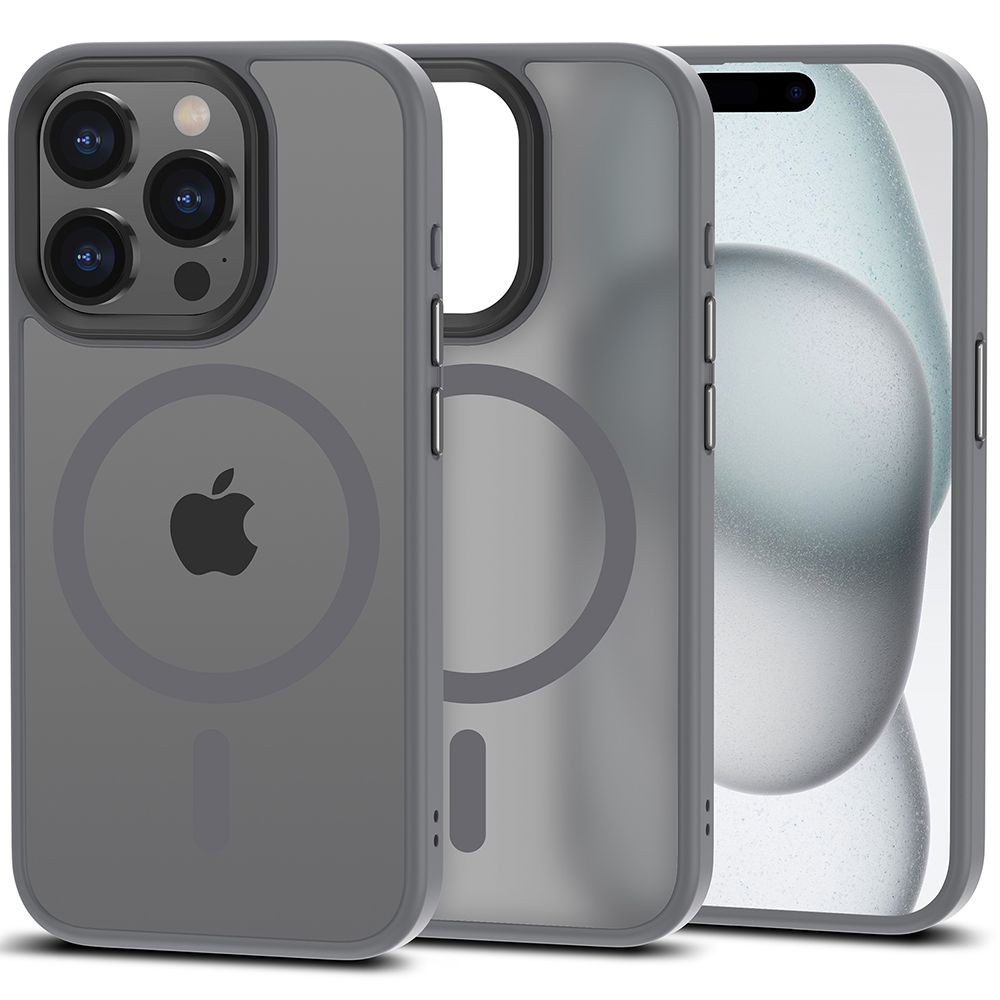 Pilkas permatomas/matinis dėklas "Tech-Protect Magmat Magsafe" telefonui iPhone 15 Pro Max