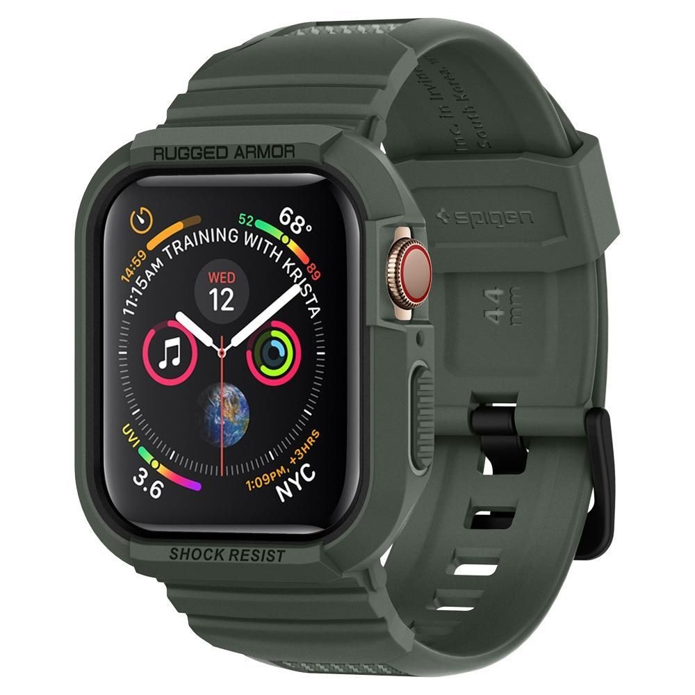 Žalia apyrankė laikrodžiui Apple Watch 4 / 5 / 6 / 7 / 8 / 9 / SE (44 / 45 MM) "Spigen Rugged Armor"