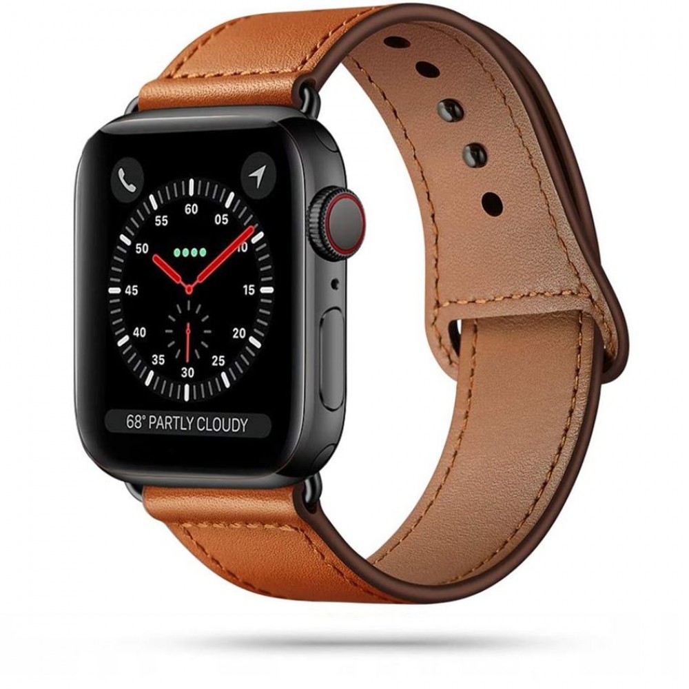 Ruda apyrankė laikrodžiui Tech-Protect "Leatherfit" laikrodžiui Apple Watch 4 / 5 / 6 / 7 / 8 / 9 / 10 / 11 /  SE / ULTRA (42 / 44 / 45 / 49 MM)