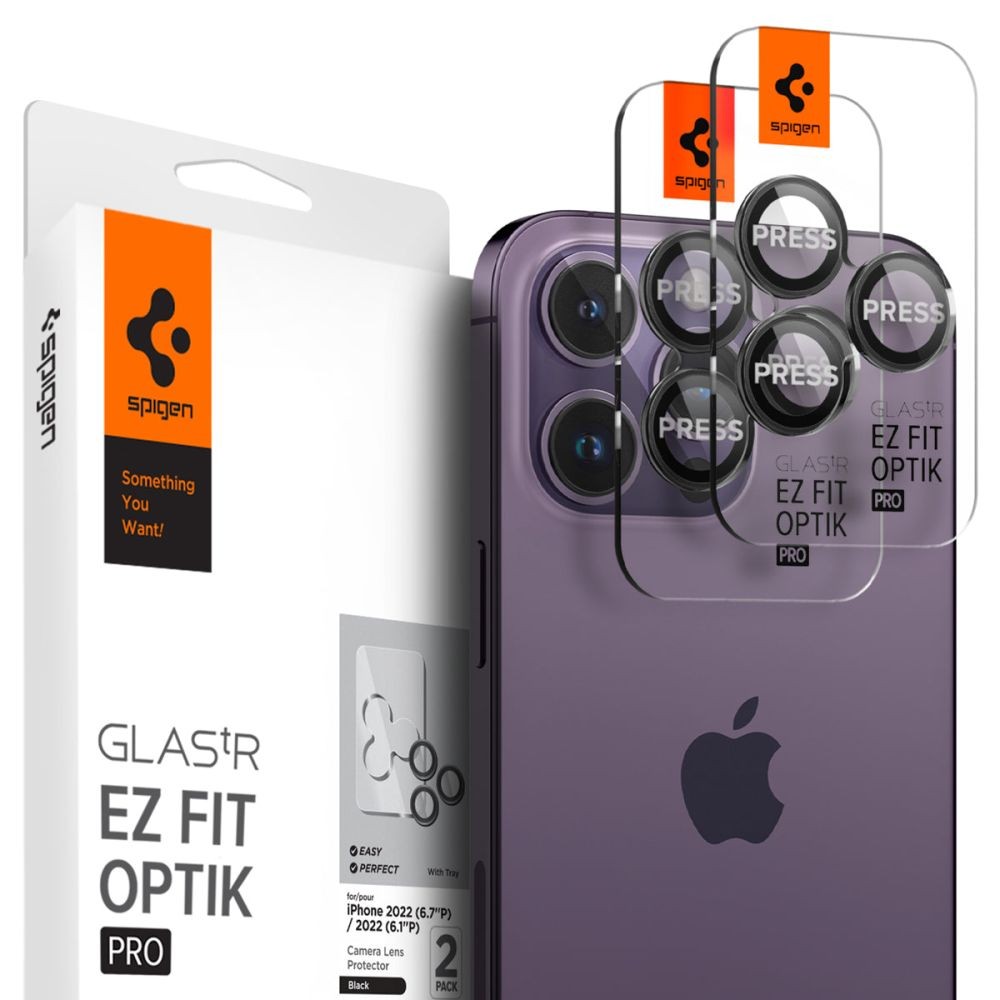 Kameros apsauga "Spigen Optik.Tr Ez Fit Camera Protector" (2vnt.) telefonui iPhone 14 Pro / Pro Max / 15 Pro / Pro Max / 16 Pro / Pro Max