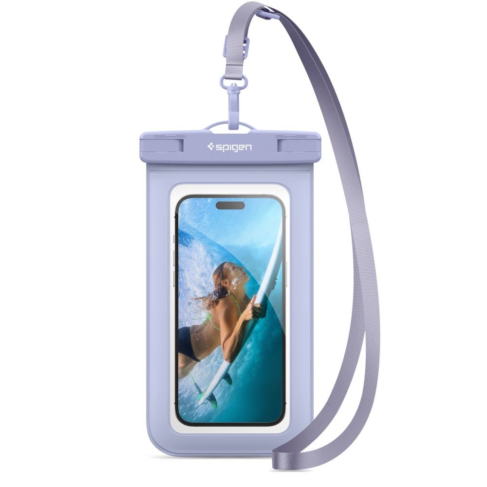 Alyvų spalvos Itin skaidrus universalus vandeniui atsparus dėklas "Spigen A601 Universal Waterproof Case" 