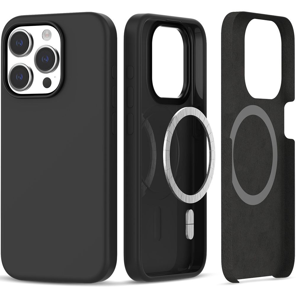 Juodas dėklas "Tech-Protect Silicone Magsafe" telefonui iPhone 15 Pro
