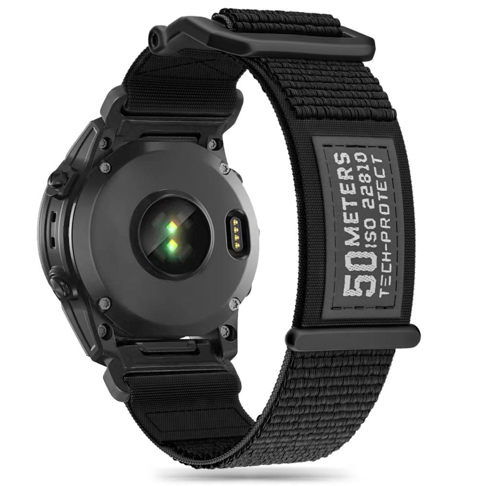 Juodos spalvos tekstilinis dirželis "Tech-Protect Scout" laikrodžiui Garmin Fenix 5 / 6 / 6 PRO / 7 