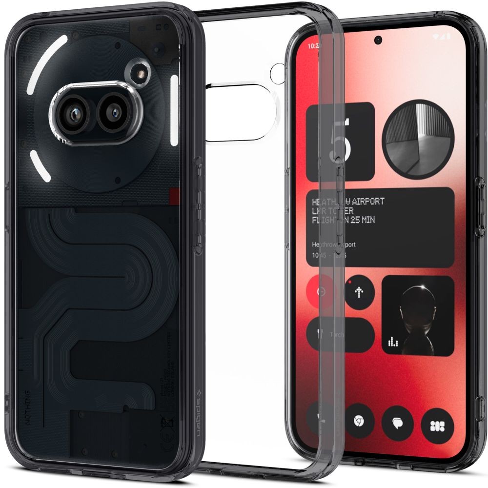 Itin tvirtas skaidrus dėklas pilkais kraštais "Spigen Ultra Hybrid" telefonui Nothing Phone 2A