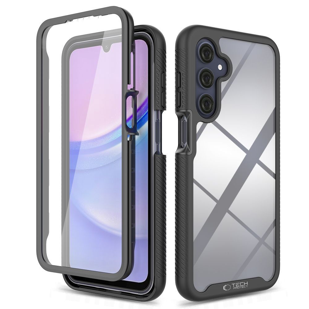 Dviejų dalių juodais kraštais permatomas dėklas "Tech-Protect Defense" telefonui Samsung Galaxy A16 4G / 5G / A26 5G / A17 4G / 5G