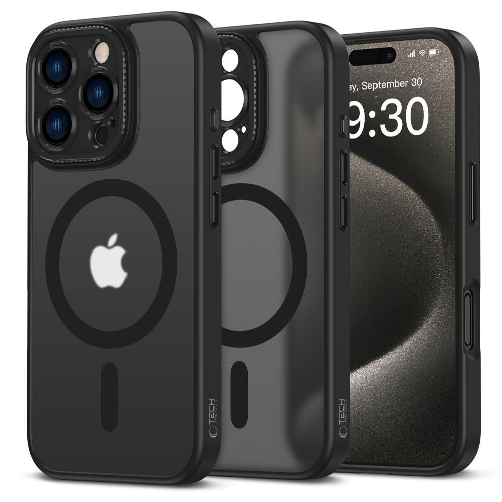 Juodas matinis dėklas Tech-Protect Magcam Magsafe telefonui Apple iPhone 16 PRO