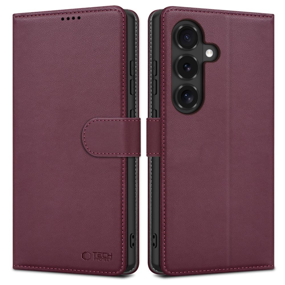 Bordo spalvos atverčiamas dėklas "Tech-Protect Smart Wallet" telefonui Samsung Galaxy S26 FE