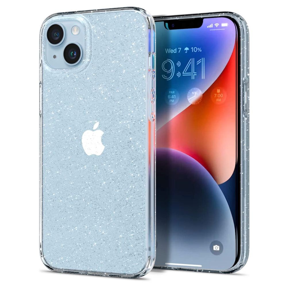 Skaidrus dėklas su blizgučiais "Spigen Liquid Crystal Glitter" telefonui iPhone 14 Plus
