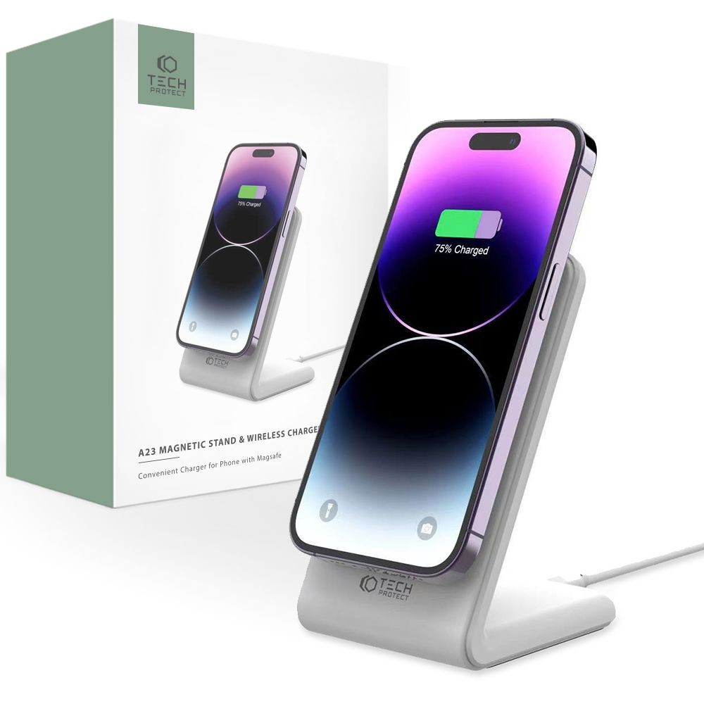 Balta belaidė įkrovimo stotelė "Tech-Protect QI15W-A23 Magnetic Magsafe Wireless Charger" 