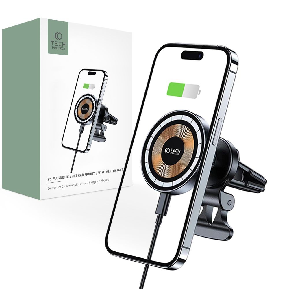 Automobilinis telefono įkroviklis/laikiklis "Tech-Protect MM15W-V1 Magnetic Magsafe Vent Car Mount Wireless Charger 15W"
