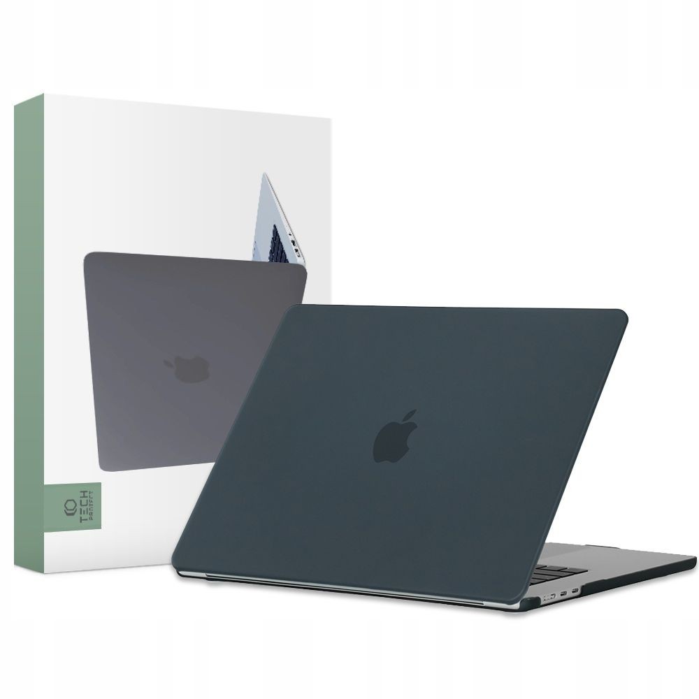Juodas matinis dėklas "Tech-Protect Smartshell" nešiojamam kompiuteriui Macbook AIR 15 M2 / M3 / M4 / 2023-2025
