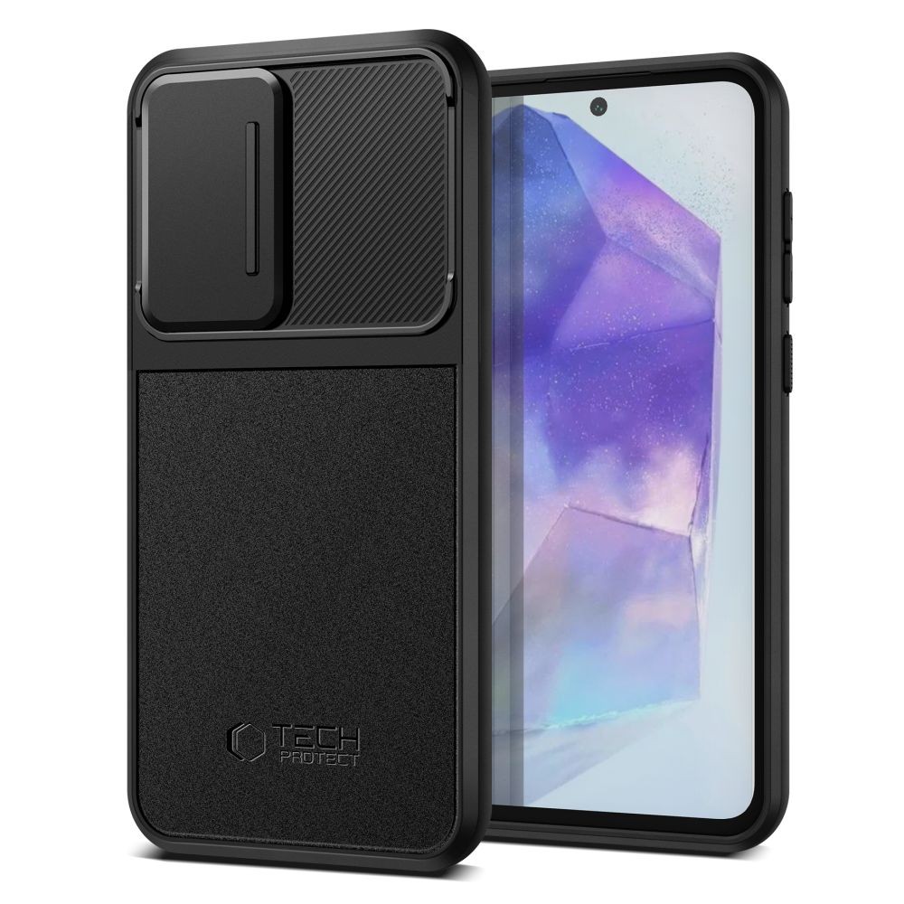 Juodas dėklas su kameros apsauga "Tech-Protect Velar Cam+" telefonui Samsung Galaxy A55 5G