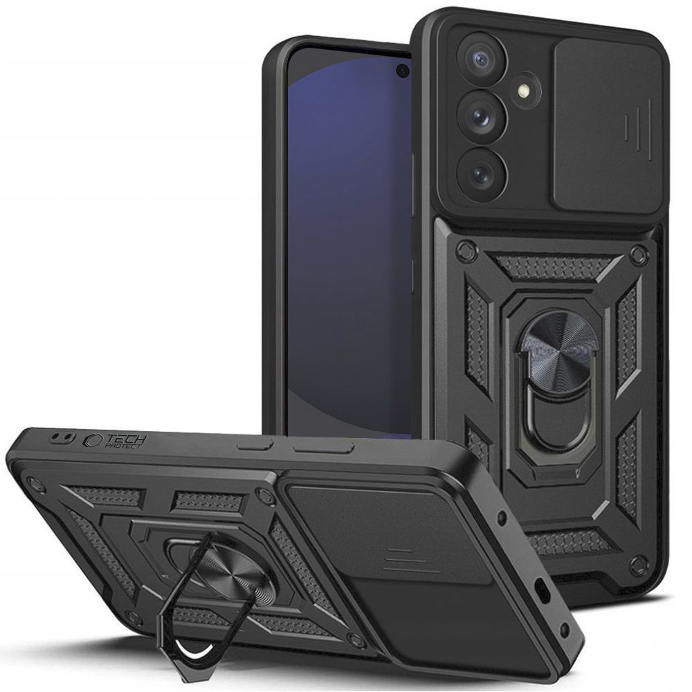 Tvirtas dėklas/stovas su kameros apsauga "Tech-Protect Camshield Pro" telefonui Samsung Galaxy S24 FE