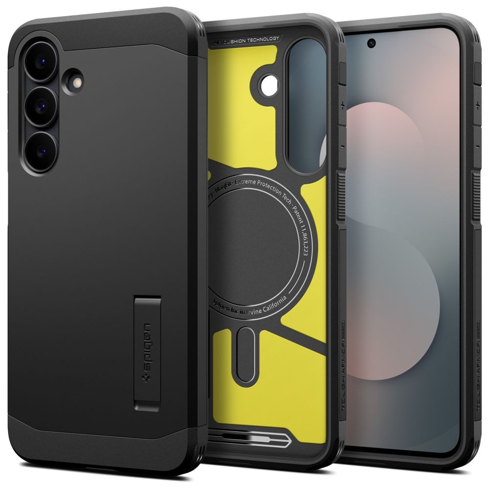 Tvirtas dviejų sluoksnių dėklas su stovu Spigen Tough Armor Mag Magsafe telefonui Samsung Galaxy S25 FE