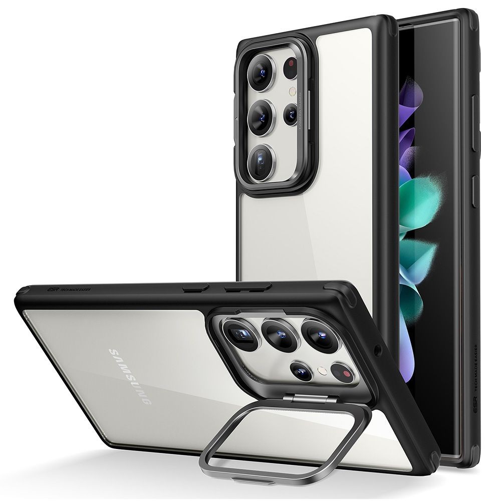 Skaidrus su juodomis detalėmis dėklas/stovas "Esr Classic Kickstand Halolock Magsafe" telefonui Samsung Galaxy S23 Ultra
