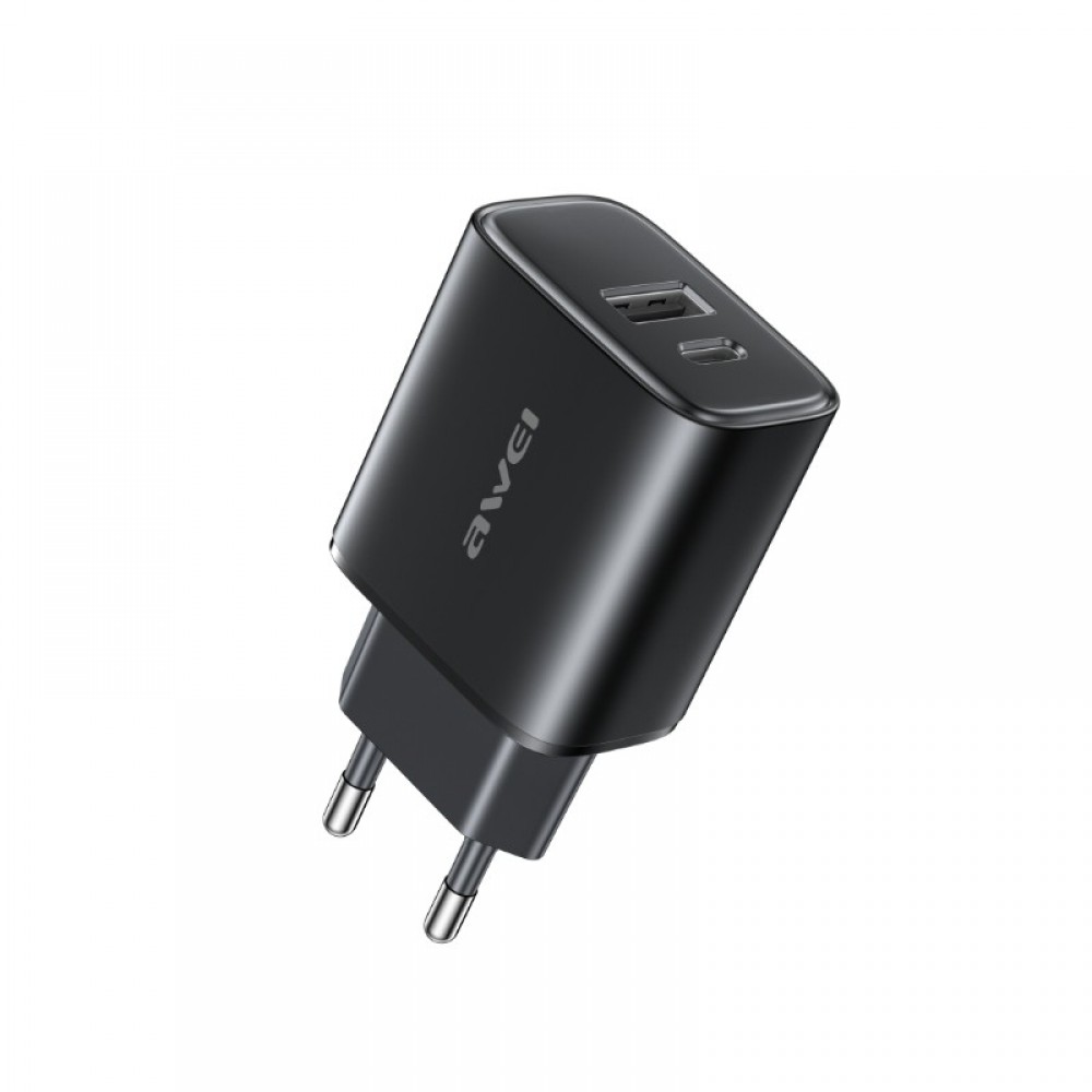 Įkroviklis Awei PD85-EU 22.5W USB-A / USB-C juodas