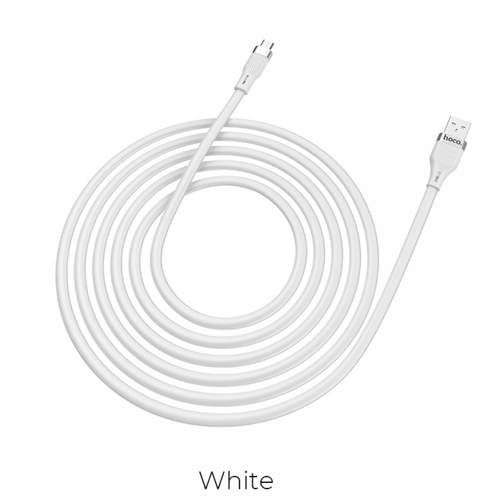 Baltas USB kabelis HOCO U72 lightning 1.2m silikoninis
