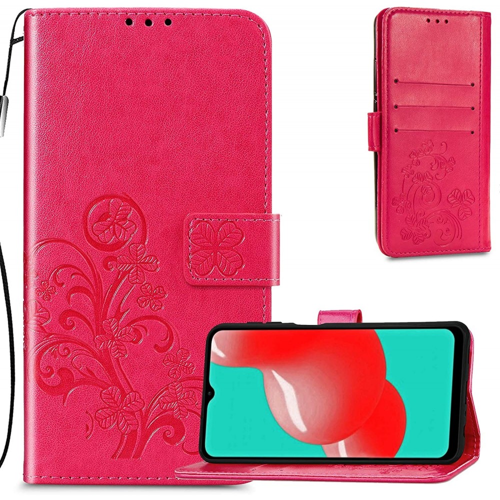 Raudonas atverčiamas dėklas "Gėlių knyga" telefonui Samsung Galaxy S22