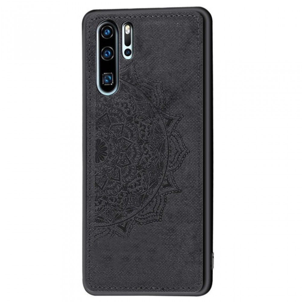 Juodas silikoninis dėklas ''Mandala'' su medžiaginiu atvaizdu telefonui Samsung A72