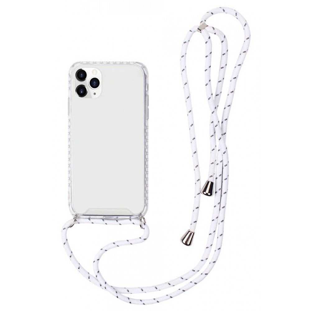 Skaidrus dėklas su baltu dirželiu "Strap Case" skirtas  Apple iPhone 12 Pro Max