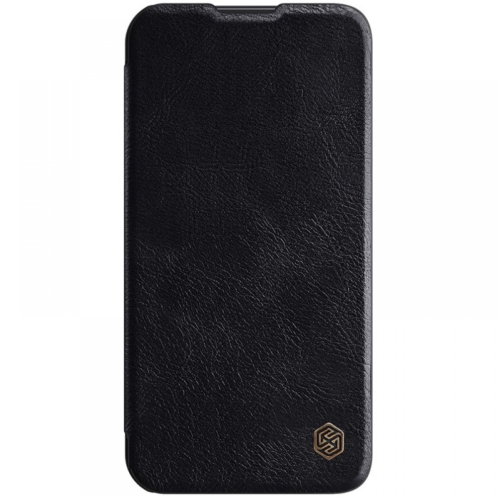 Juodas atverčiamas dėklas "Nillkin Qin Pro Leather" telefonui iPhone 14