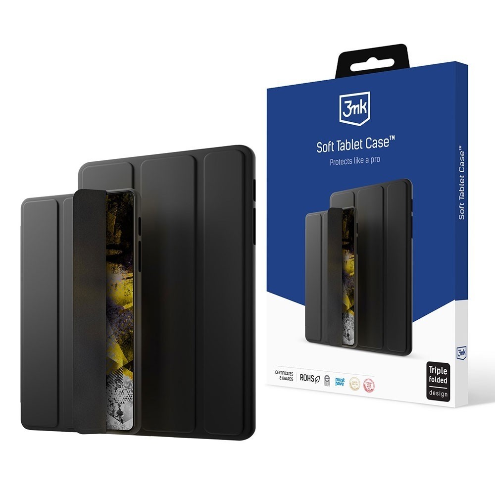 Juodas atverčiamas dėklas "3mk Soft Tablet Case" planšetei Samsung Tab A9 8.7 X110 / X115 