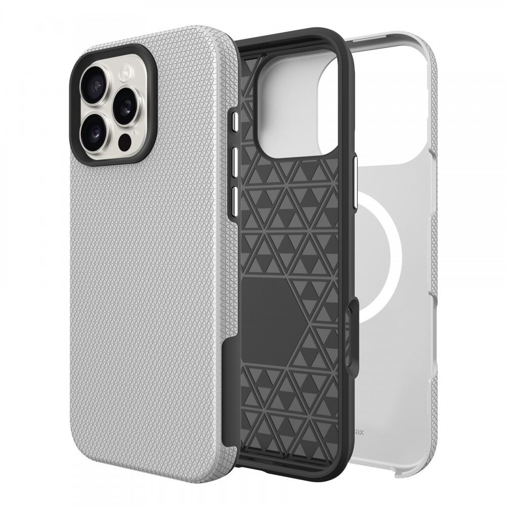 Sidabro spalvos dėklas "Perfectionists Triangle Mag Case" telefonui Apple iPhone 17 Pro / 18 Pro