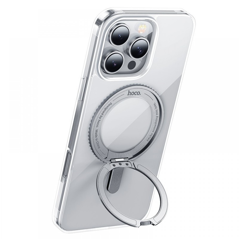 Skaidrus matinis dėklas/stovas "Hoco Magnetic Stand 2in1" telefonui Apple iPhone 16 