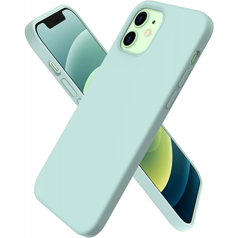 Mėtos spalvos silikoninis dėklas "Liquid Silicone" 1.5mm telefonui  Apple iPhone 12 / 12 Pro 