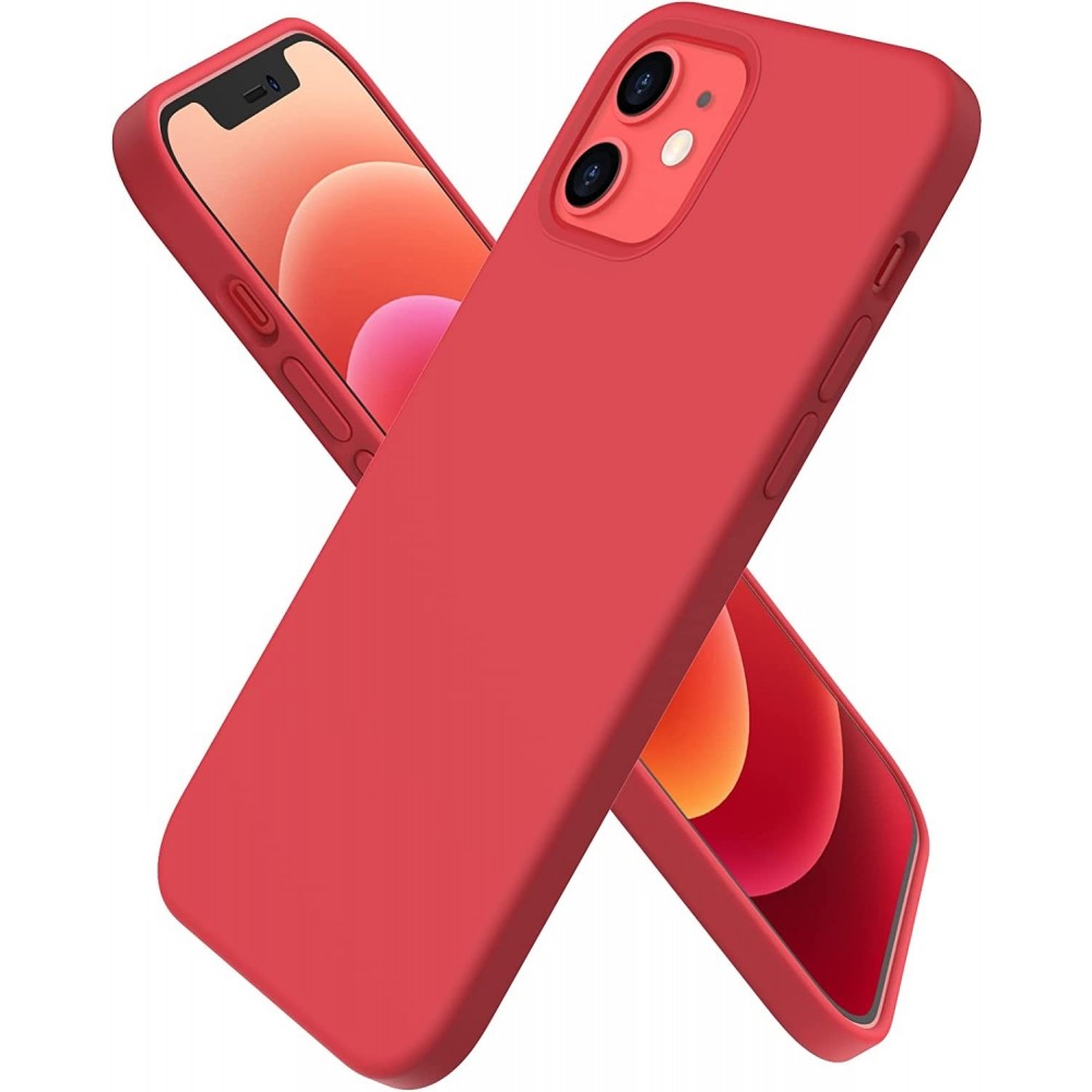 Raudonos spalvos silikoninis dėklas "Liquid Silicone" 1.5mm telefonui Apple iPhone 12 mini