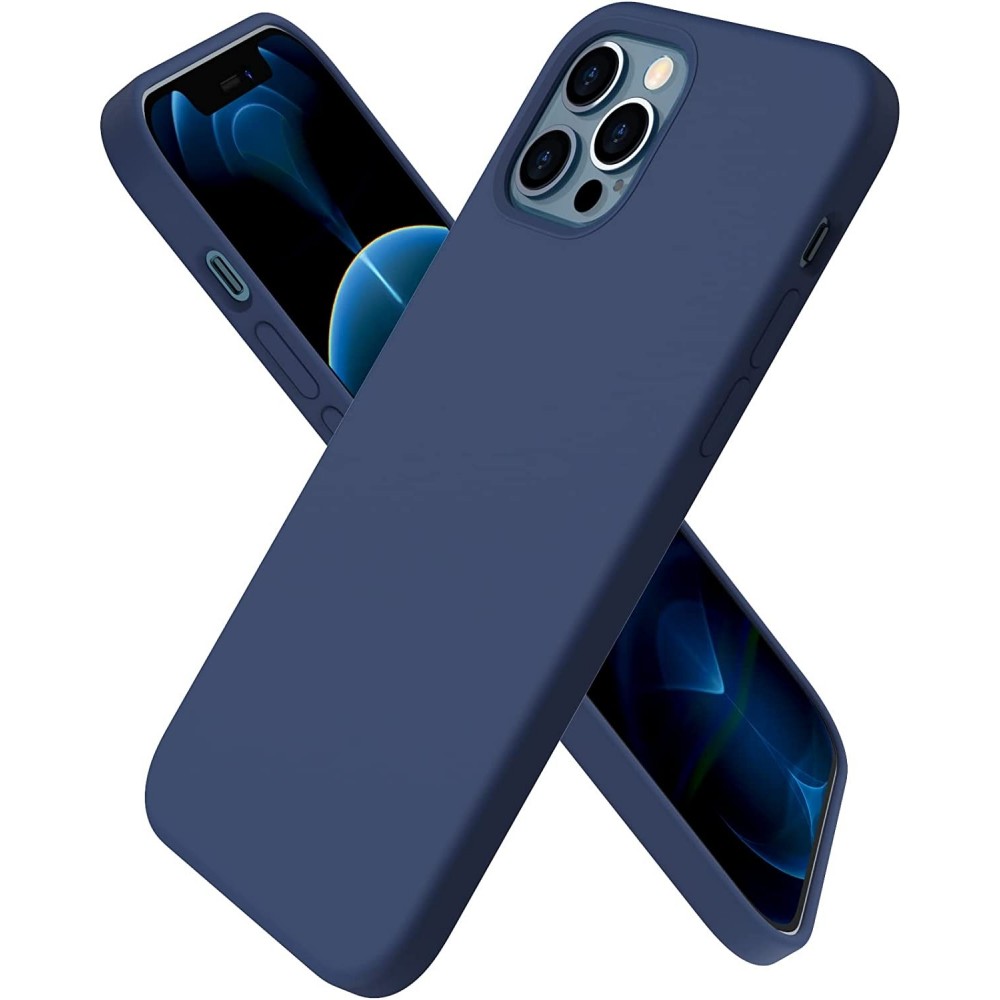 Tamsiai mėlynos spalvos silikoninis dėklas Apple iPhone 12 mini telefonui "Liquid Silicone" 1.5mm