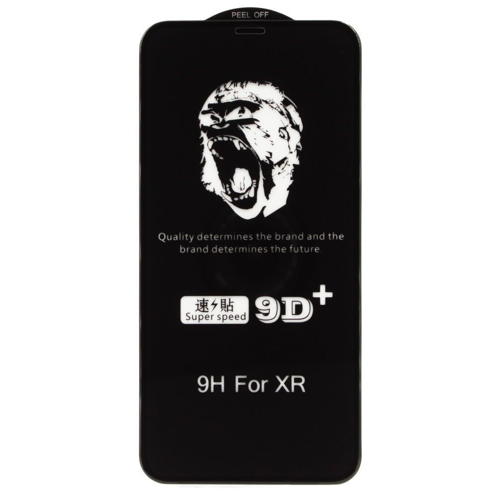 Apsauginis grūdintas stiklas su juodais apvadais "9D Gorilla" telefonui Apple iPhone XR / 11