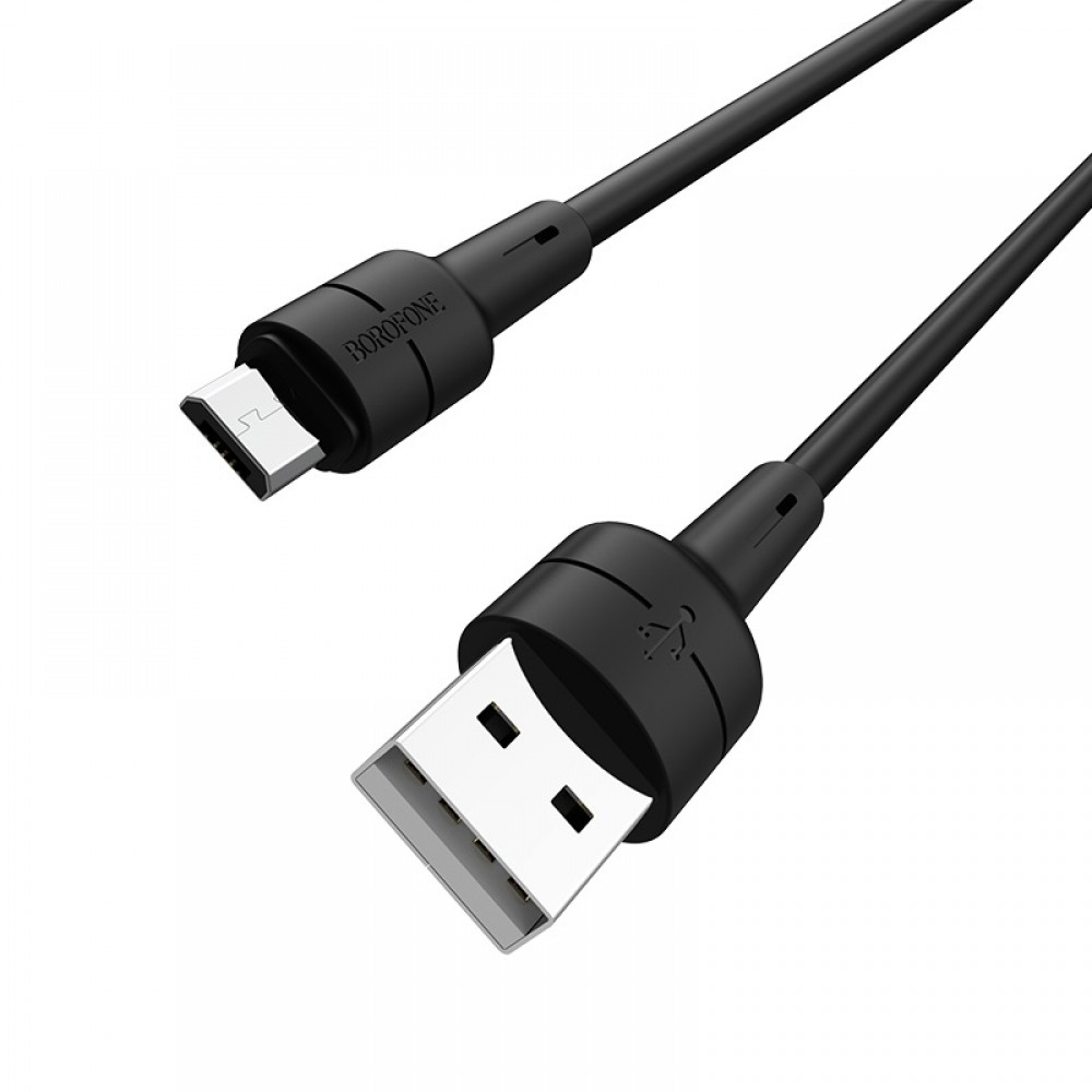 Juodas silikoninis USB kabelis Borofone BX30 microUSB 1.0m
