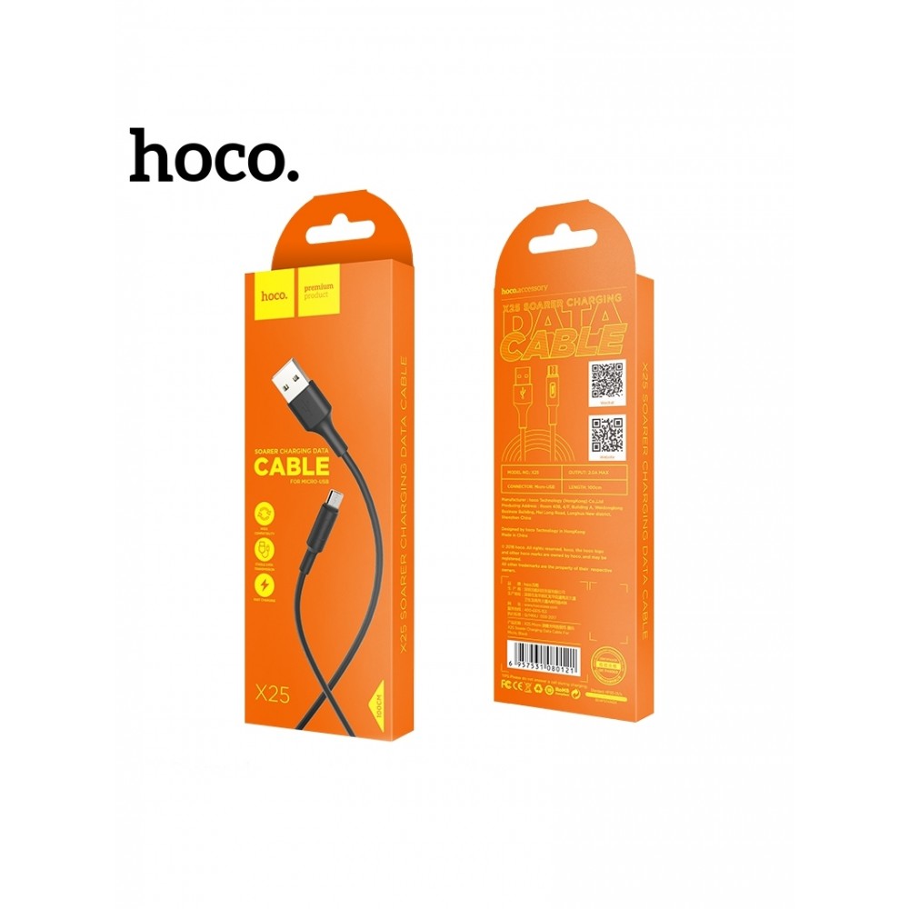 Juodas USB kabelis HOCO X25 microUSB 1m