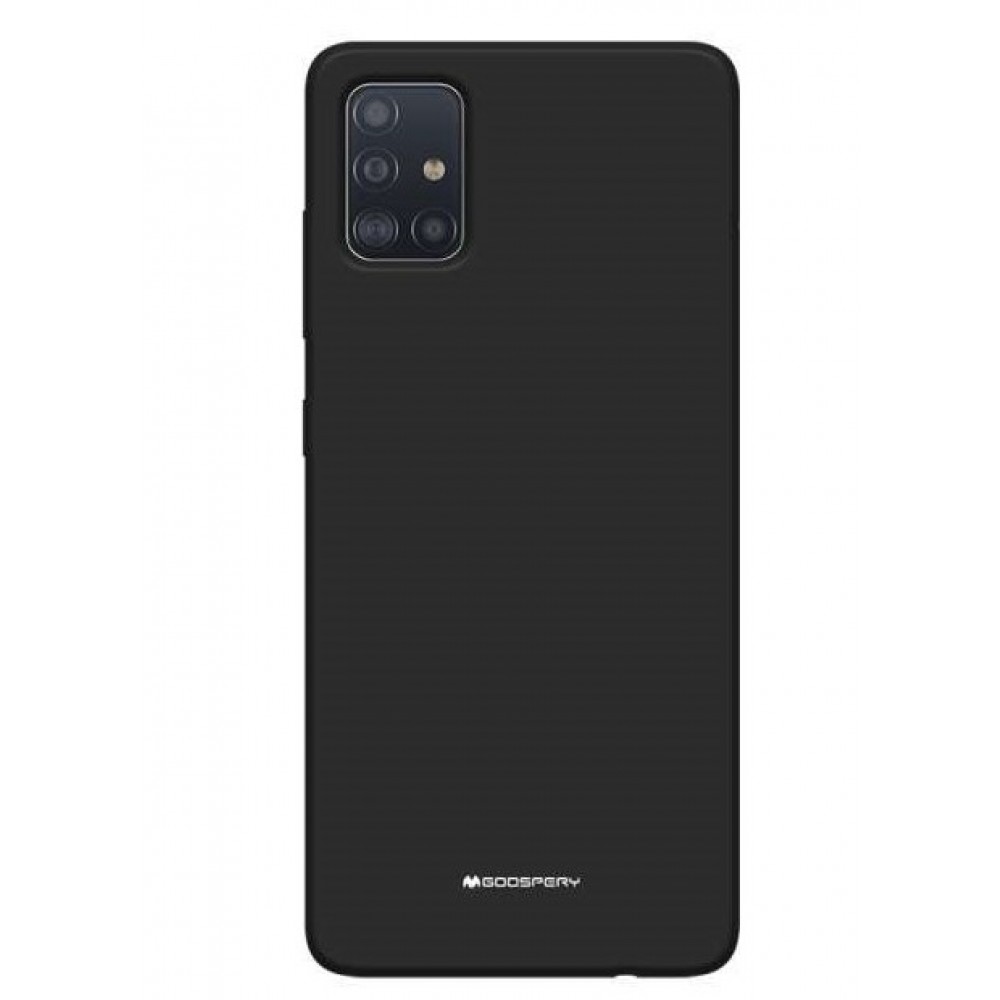 Juodos spalvos dėklas "Mercury Silicone Case" Samsung Galaxy A715 A71 telefonui