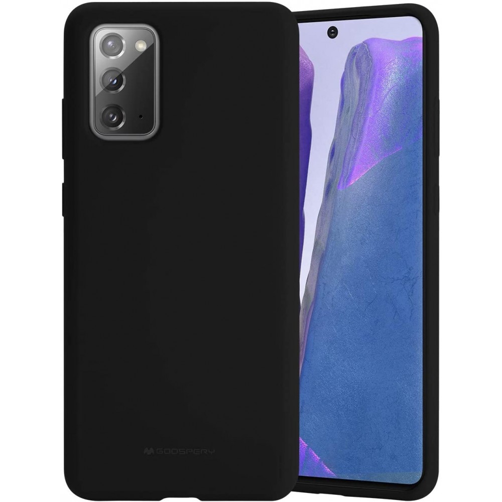 Juodos spalvos dėklas "Mercury Silicone Case" Samsung Galaxy N980 Note 20 telefonui