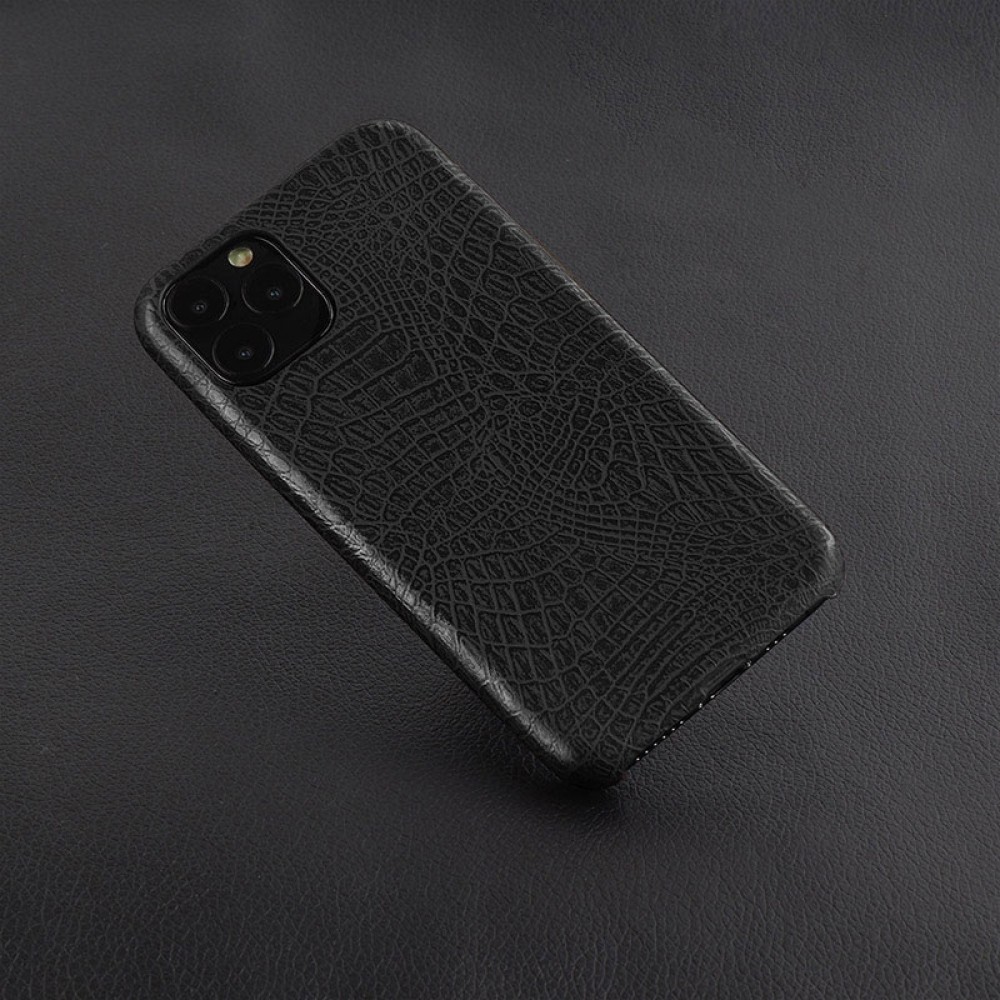 Juodas krokodilo odos imitacijos dėklas telefonui iPhone XS MAX 