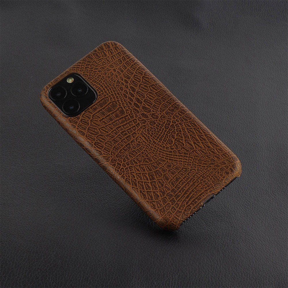 Rudas, Krokodilo Odos Imitacijos Dėkliukas iPhone 11 PRO MAX Telefono Modeliui