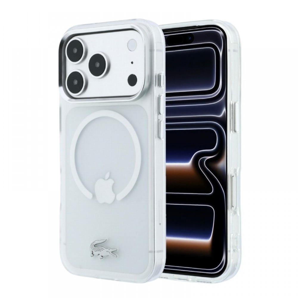 Dėklas Lacoste IML Frosted Petit Pique Metal Logo MagSafe telefonui Apple iPhone 18 Pro Max