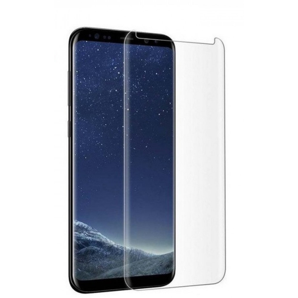 Lenktas skaidrus apsauginis grūdintas stiklas "M1 5D UV Glue" telefonui Samsung Galaxy G965 S9 Plus (stikliukas klijuojamas naudojant ultravioletinę lempą)